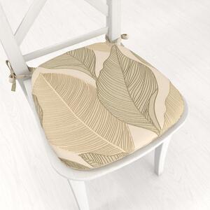 Biante Sametový oblý podsedák Tamara TMR-046 Přírodní pnoucí listy na krémovém - 39x37x3 cm