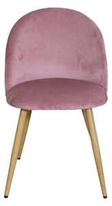 Jídelní židle LAMBDA — kov, sametový potah, růžová