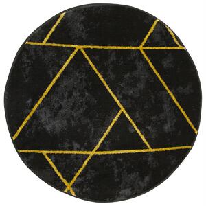 Makro Abra Kulatý koberec moderní Festival 5870 Geometrický černý žlutý Rozměr: průměr 70 cm