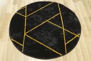 Makro Abra Kulatý koberec moderní Festival 5870 Geometrický černý žlutý Rozměr: průměr 70 cm
