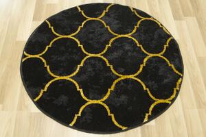 Makro Abra Kulatý koberec moderní Festival 5872 Marokánský vzor černý žlutý Rozměr: průměr 120 cm