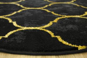 Makro Abra Kulatý koberec moderní Festival 5872 Marokánský vzor černý žlutý Rozměr: průměr 120 cm