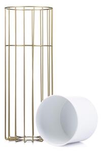 Kovový květináč LOFT 55x20 cm zlatá/bílá