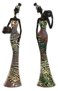Dekorativní postava Home ESPRIT Vícebarevný Afričanka 10 x 7,5 x 38,5 cm (2 kusů)