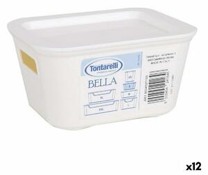 BigBuy Home Úložný box s víkem Bella Bílý 13,9 x 11,4 x 7,2 cm (12 kusů) (14 x 11 x 7 cm)