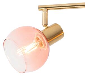 Art Deco bodová zlatá s růžovým sklem 4-light - Vidro