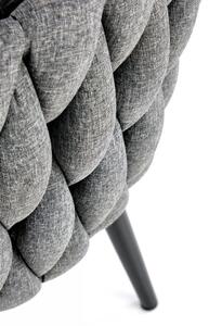 Relaxační designové křeslo s polštářem AVATAR — kov, šedá látka