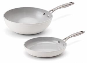 Elmich Základní sada keramických pánví Zen 2 ks – klasická + wok, krémově bílá