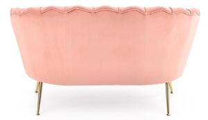 Designová pohovka AMORINITO — kov, růžová látka, nosnost 200 kg