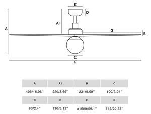 FARO 34282WT-11L-Str. vent. KLIML 1xE27/15W/230V borovice/černá pr. 150 cm WT+DO