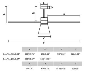 FARO 33762WT-24-LED Stm. vent. AMELIA L CONE LED/20W/230V šedá pr.132 cm WT + DO