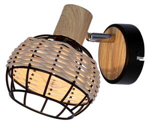 Nástěnné bodové svítidlo TAJGA 1xE14/40W/230V ratan/černá