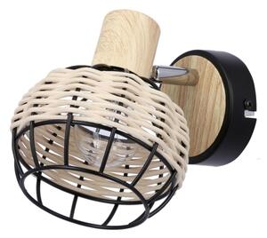 Nástěnné bodové svítidlo TAJGA 1xE14/40W/230V ratan/černá