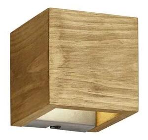 Trio Leuchten 223710130 BRAD - Vypínačem stmívatelné LED nástěnné dřevěné svítidlo, LED 4,3W, 3000K, 11 x 11cm (Moderní nástěnné vypínačem stmívatelné svítidlo svítící nahoru a dolů)