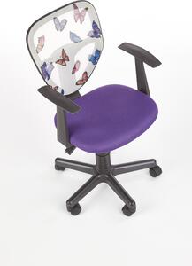 Dětská židle na kolečkách SPIKER — látka, bílá/fialová