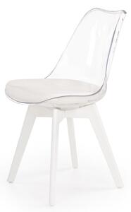 Jídelní židle SOFT 2 – masiv / transparentní plast / ekokůže, bílá