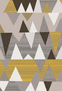 Makro Abra Moderní kusový koberec ELEFANTA 71732/37224 Geometrický trojúhelníky šedý žlutý Rozměr: 80x150 cm