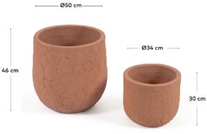 Set dvou terakotově červených keramických květináčů Kave Home Simi 34/50 cm
