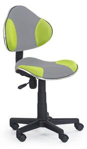 Dětská otočná židle na kolečkách FLASH - látka, zelená/šedá