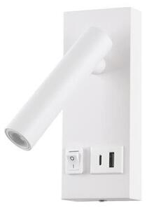 LED Nástěnné bodové svítidlo s USB LED/2W/230V bílá