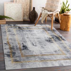 Makro Abra Kusový koberec vhodný k praní ANDRE 1065 protiskluzový šedý zlatý Rozměr: 80x150 cm