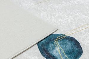 Makro Abra Kusový koberec vhodný k praní ANDRE 1112 Abstraktní protiskluzový bílý modrý Rozměr: 80x150 cm