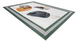 Makro Abra Kusový koberec vhodný k praní ANDRE 1088 Abstraktní protiskluzový bílý zelený Rozměr: 80x150 cm