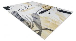 Makro Abra Kusový koberec vhodný k praní ANDRE 1097 Abstraktní protiskluzový bílý žlutý Rozměr: 80x150 cm