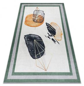 Makro Abra Kusový koberec vhodný k praní ANDRE 1088 Abstraktní protiskluzový bílý zelený Rozměr: 120x170 cm