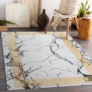 Makro Abra Kusový koberec vhodný k praní ANDRE 1126 Mramor řecký vzor protiskluzový bílý zlatý Rozměr: 120x170 cm