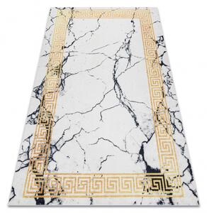 Makro Abra Kusový koberec vhodný k praní ANDRE 1126 Mramor řecký vzor protiskluzový bílý zlatý Rozměr: 80x150 cm
