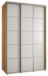 Šatní skříň s posuvnými dveřmi DAVOS 4, 160cm | DUB Artisan / bílá / stříbrné