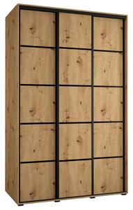 Šatní skříň s posuvnými dveřmi DAVOS 4, 160cm | DUB Artisan / černé pojezdy