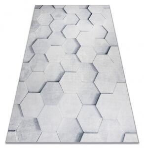Makro Abra Kusový koberec vhodný k praní ANDRE 1180 Plástev medu šestihran 3D protiskluzový šedý Rozměr: 160x220 cm