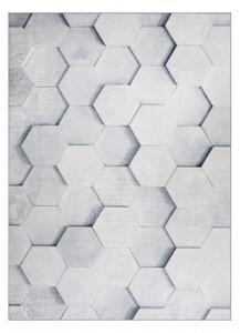 Makro Abra Kusový koberec vhodný k praní ANDRE 1180 Plástev medu šestihran 3D protiskluzový šedý Rozměr: 80x150 cm