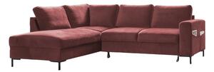 Růžová sametová rozkládací rohová pohovka (levý roh) Lofty Lilly – Miuform