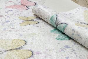 Makro Abra Dětský kusový koberec vhodný k praní BAMBINO 1610 Motýli protiskluzový krémový Rozměr: 80x150 cm