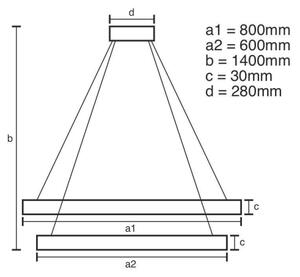LED Stmívatelný lustr na lanku LED/160W/230V 3000-6500K stříbrná + DO