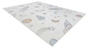 Makro Abra Dětský kusový koberec vhodný k praní BAMBINO 1278 Vesmír raketa hvězdy protiskluzový krémový Rozměr: 120x170 cm