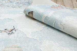 Makro Abra Dětský kusový koberec vhodný k praní BAMBINO 1163 Mapa světa protiskluzový modrý Rozměr: 160x220 cm