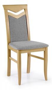 Jídelní židle CITRONE – masiv, látka, více barev dub medový / šedá