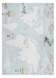 Makro Abra Dětský kusový koberec vhodný k praní BAMBINO 1163 Mapa světa protiskluzový modrý Rozměr: 160x220 cm