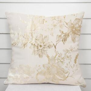 Biante Sametový povlak na polštář Isabela Flower IBL-022 Zlaté květy na smetanovém 30 x 50 cm
