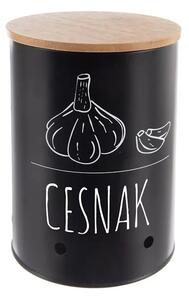 Orion Dóza na česnek, plech/bambus pr. 11 cm, BLACK SK