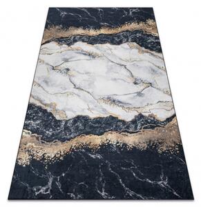 Makro Abra Kusový koberec vhodný k praní ANDRE 1124 Mramor abstraktní protiskluzový černý Rozměr: 80x150 cm
