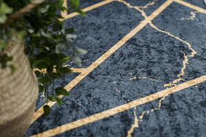 Makro Abra Kusový koberec vhodný k praní ANDRE 1222 Mramor geometrický protiskluzový černý zlatý Rozměr: 80x150 cm
