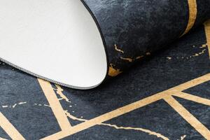 Makro Abra Kusový koberec vhodný k praní ANDRE 1222 Mramor geometrický protiskluzový černý zlatý Rozměr: 160x220 cm