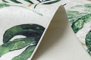 Makro Abra Kusový koberec vhodný k praní ANDRE 1168 Listí protiskluzový bílý zelený Rozměr: 80x150 cm