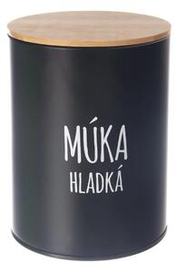 Orion Dóza na potraviny, plechová, černá, s bambusovým víkem, 2,3l, Múka hladká SK