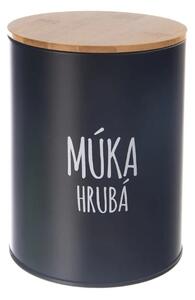 Orion Dóza na potraviny, plechová, černá, s bambusovým víkem, 2,3l, Múka hrubá SK